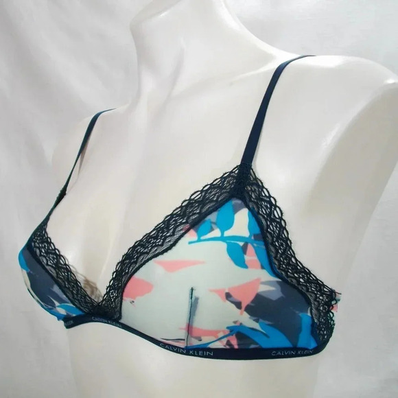 XS X-SMALL Calvin Klein Sheer Marquisette Unlined Bralette Sublime Print NWT - Picture 3 of 7